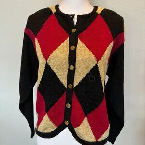 Vintage Dress Barn Argyle Cardigan | NWT | Medium | Festive | Sparkle